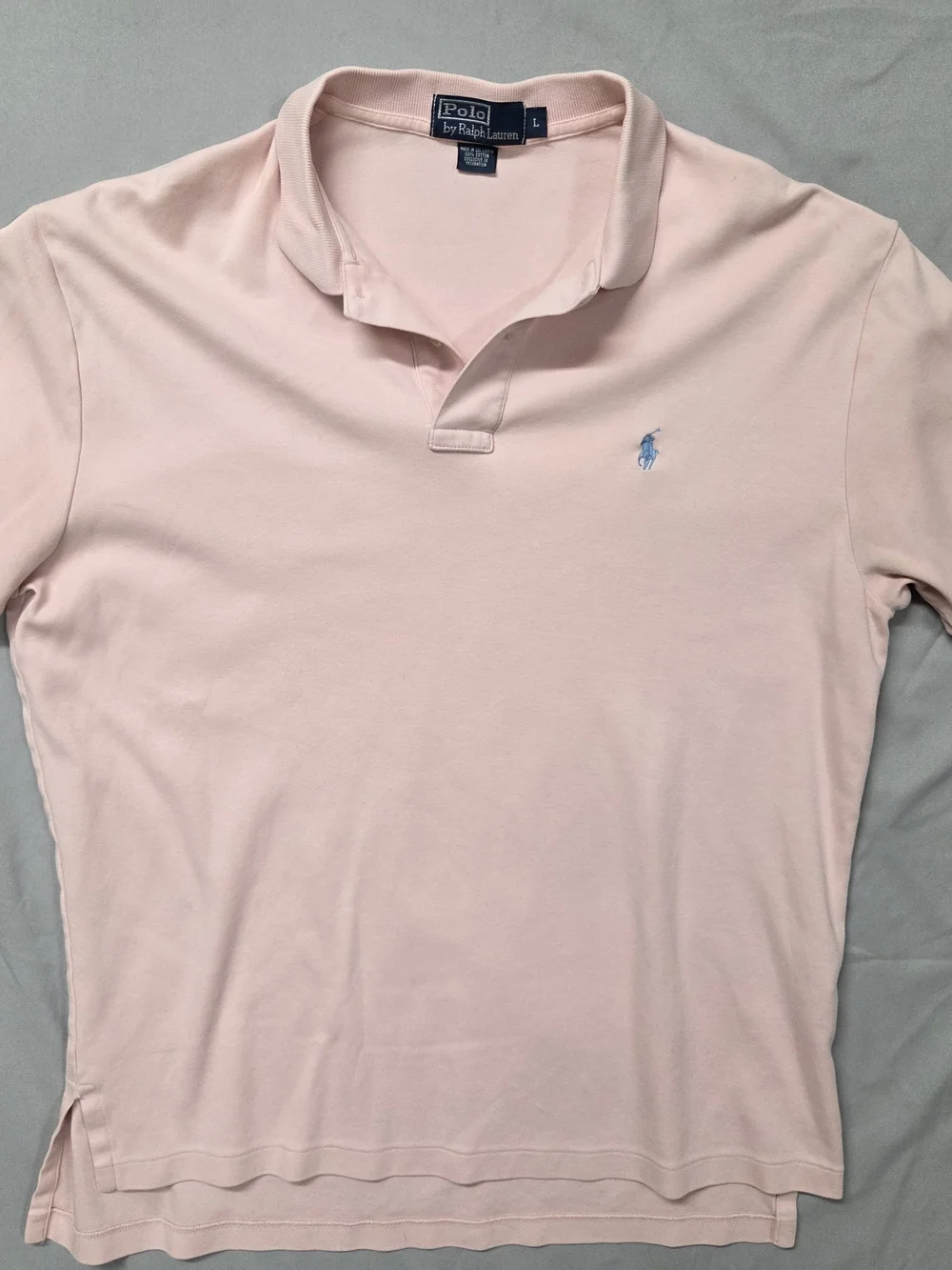 Ralph Lauren Men’s Light Pink Polo Shirt with Blue Pony